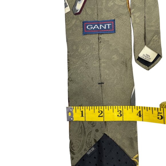 Gant Silk Tie Olive Green Equestrian Horse Racing Buckle Print - Picture 7 of 8